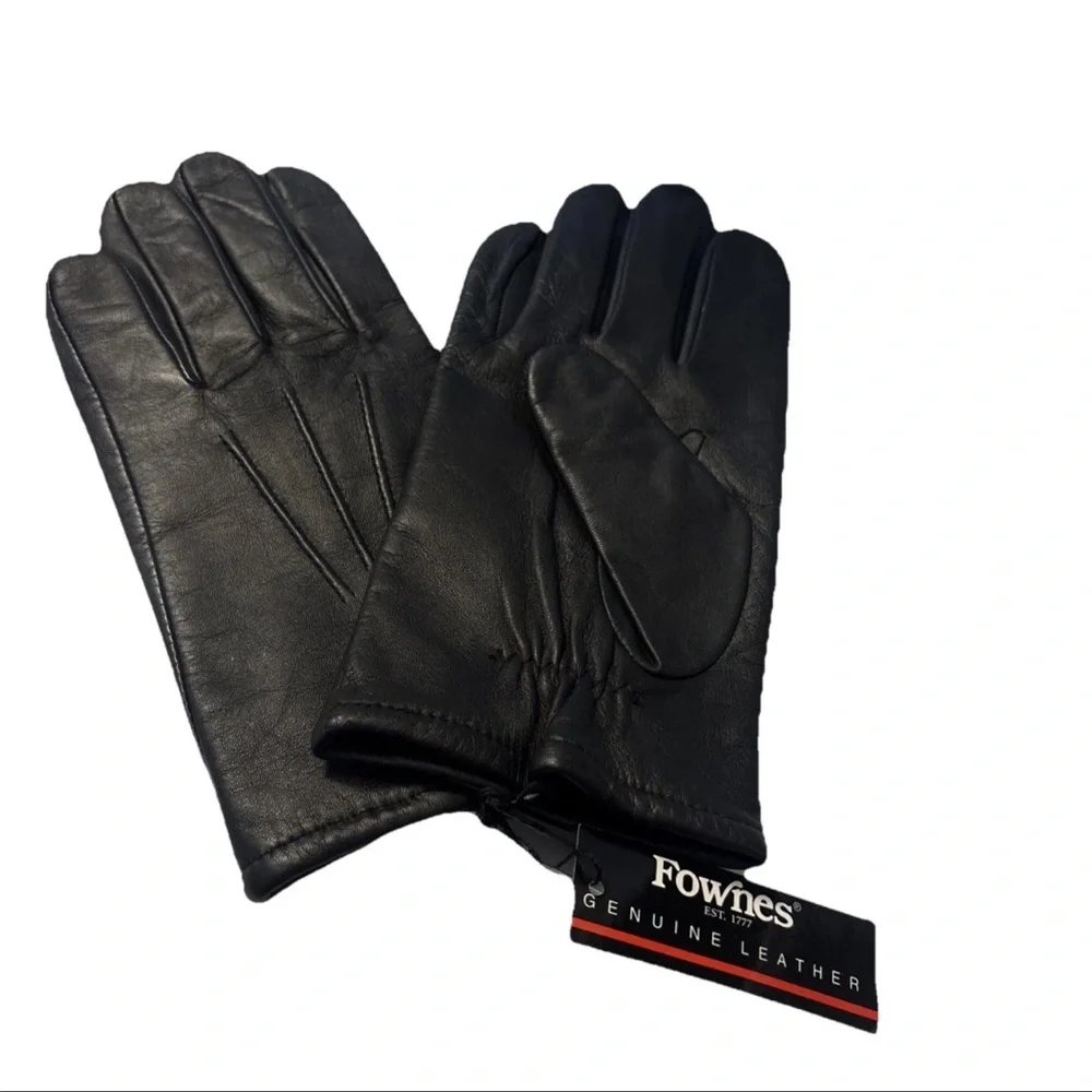 BNWT FOWNES EST 1977 VTG Black Womens Genuine leather 10” Gloves Size Large